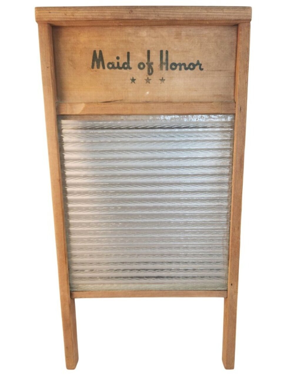Vintage Maid Of Honor Wooden Washboard With Embossed Glass Surface Hand Laundry